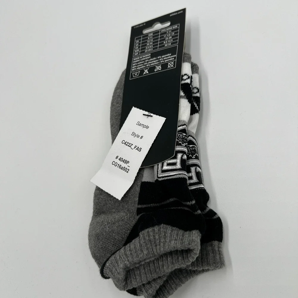 Adidas NHL LA Kings Men's Ankle Socks 3 Pairs Gray Black Size L 9-11 New